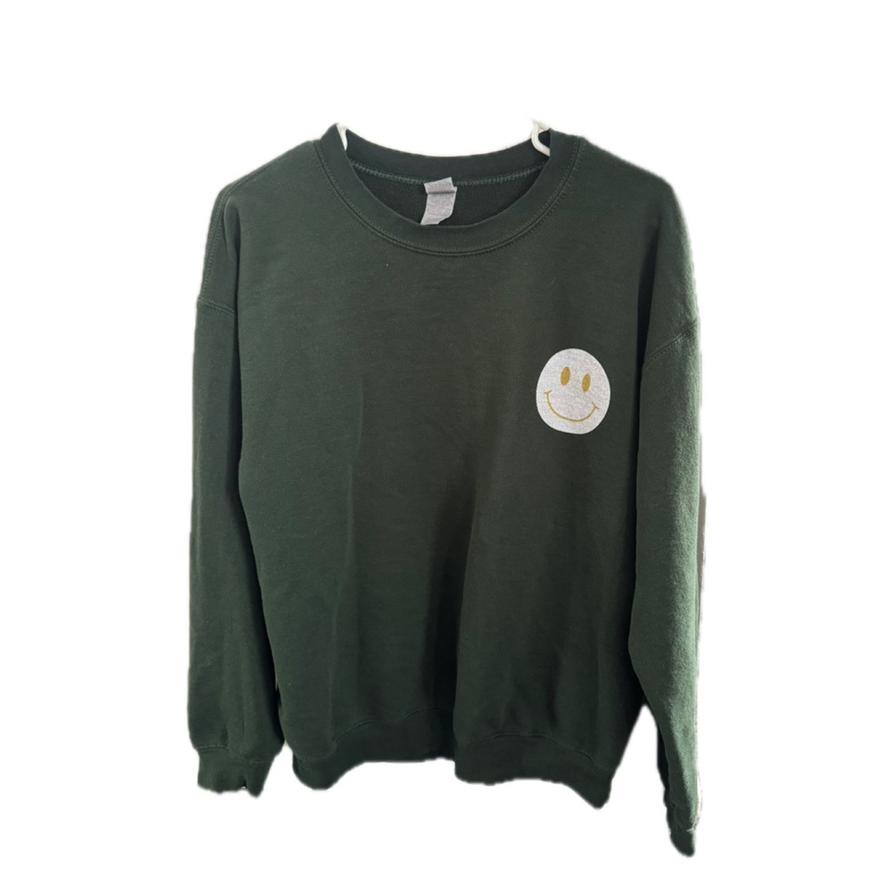Gildan Green Sweatshirt with Smiley Face